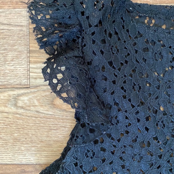 Windsor Black Eyelet Blouse Whimsygoth Romantic Ruffle Sleeve Side Zip Medium - Picture 3 of 8